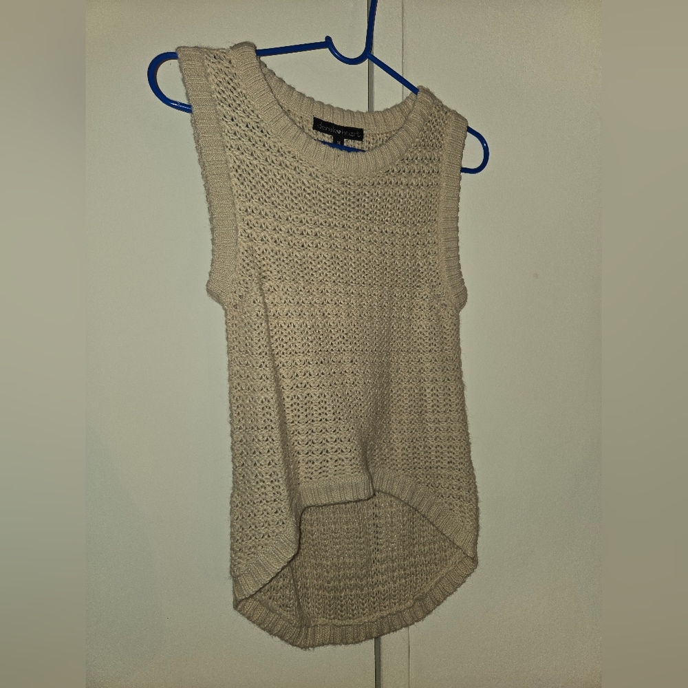 Beige Sleeveless Knit Top
